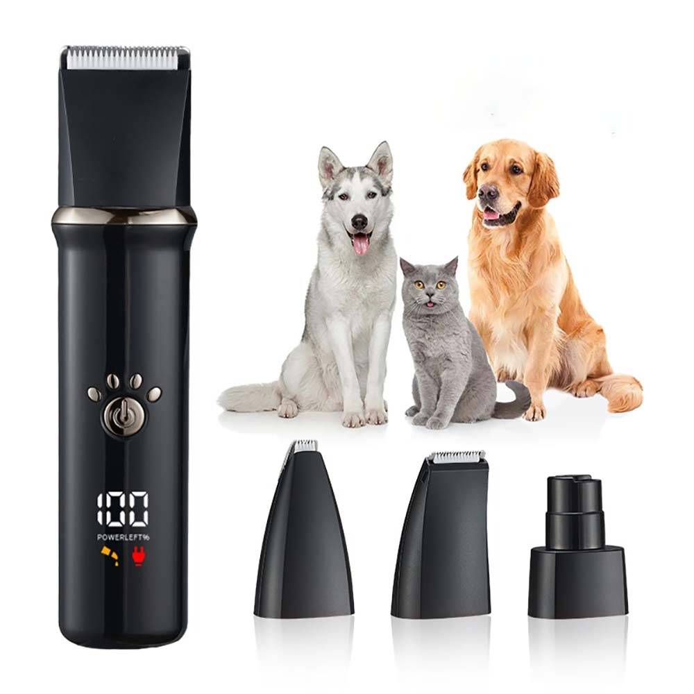 4-in-1 Elektrischer Tierhaarschneider: Professionelles Pflegeset für Hunde und Katzen Black