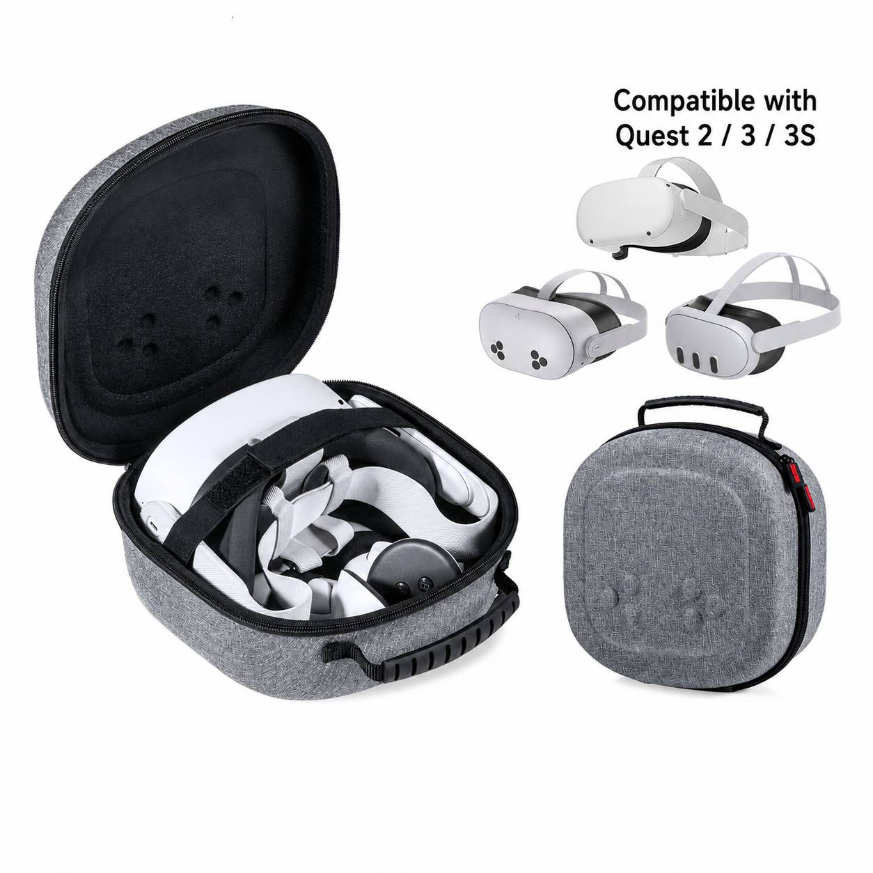 Meta Quest 3 Tragetasche – VR-Headset kompatibel mit Meta Quest 3S/3/2 & Vision Pro – Grau