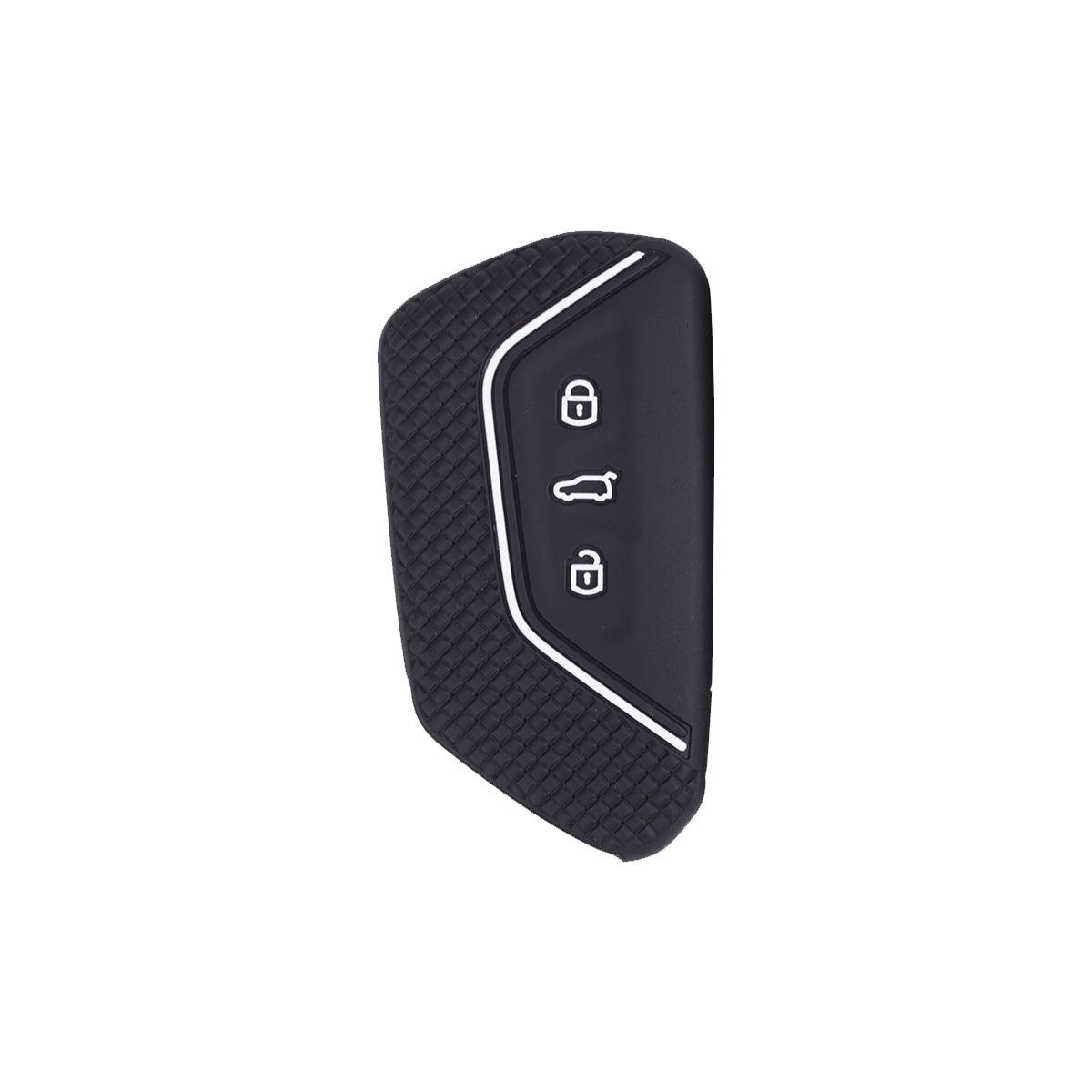 Silikon-Schlüsselcover kompatibel mit Volkswagen Golf 8, ID4X, R-Line und Touareg X — Honigwaben-Griff Schutzschale White+Black