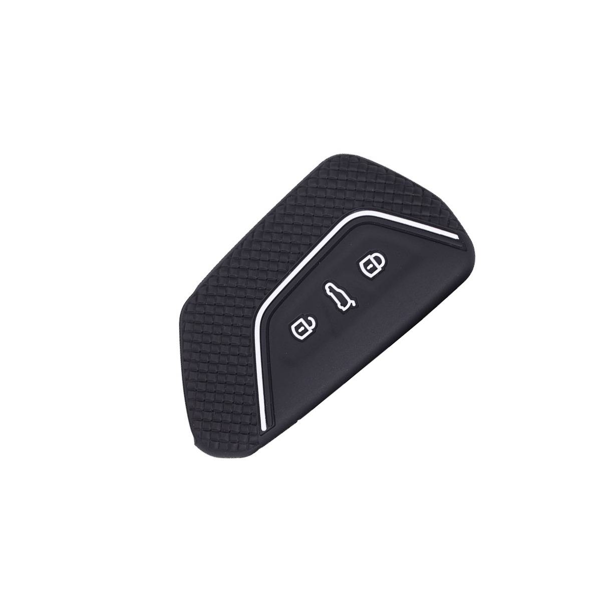 Silikon-Schlüsselcover kompatibel mit Volkswagen Golf 8, ID4X, R-Line und Touareg X — Honigwaben-Griff Schutzschale White+Black