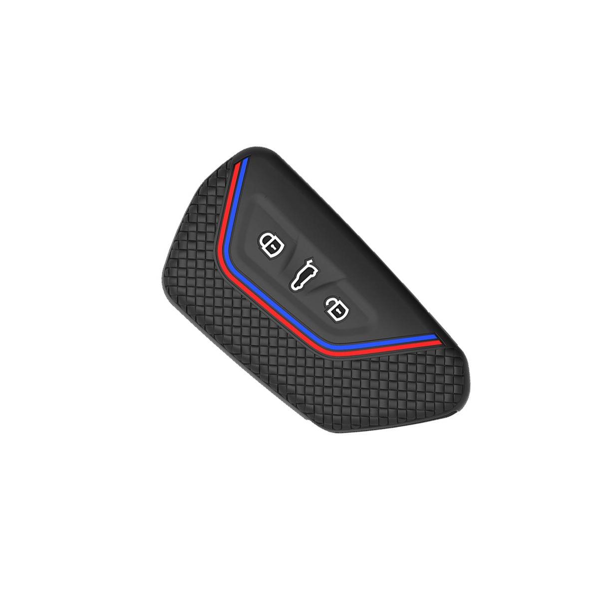 Silikon-Schlüsselcover kompatibel mit Volkswagen Golf 8, ID4X, R-Line und Touareg X — Honigwaben-Griff Schutzschale Red+Blue