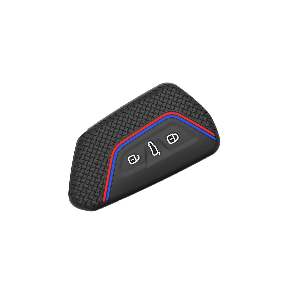 Silikon-Schlüsselcover kompatibel mit Volkswagen Golf 8, ID4X, R-Line und Touareg X — Honigwaben-Griff Schutzschale Red+Blue