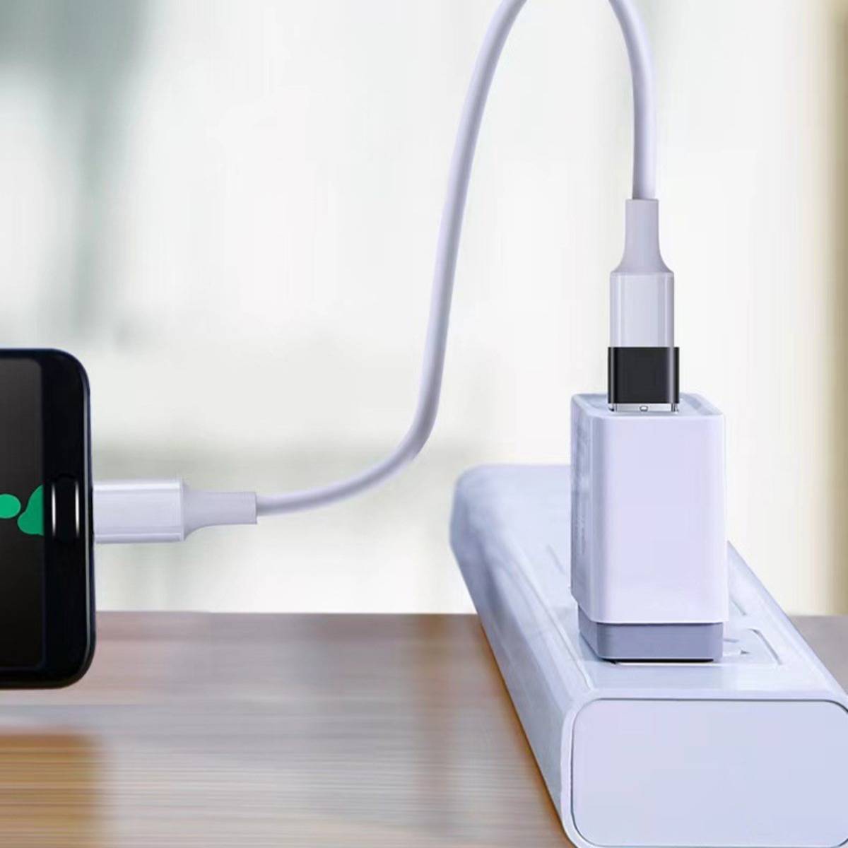 USB-auf-USB-C Adapter 4er-Set – Type-C-Buchse zu USB-A-Stecker, USB 2.0 Laden &amp; Daten, PD-Kabel- und Audio-Konverter, Mehrfarbig Black