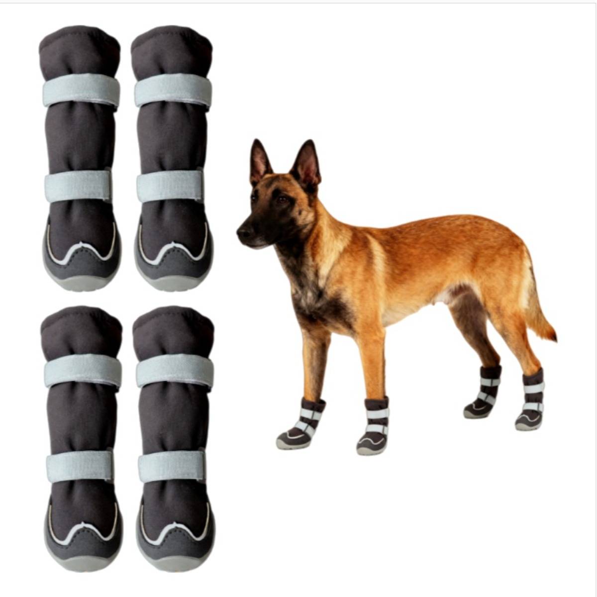 4er Set Hundeschuhe - Outdoor Sport Schutzstiefel für kleine, mittlere und große Hunde L