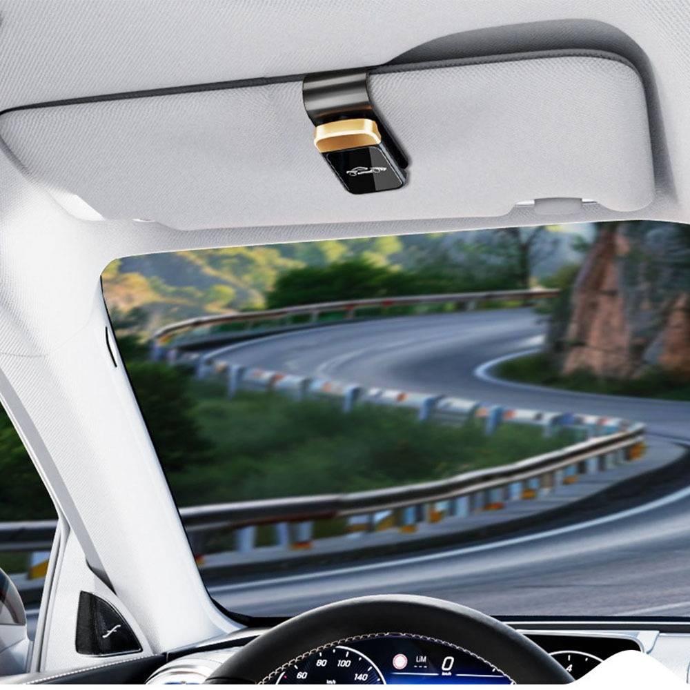 Brillenhalter aus Edelstahl für das Auto - Schwarz-Silberner Sonnenblendenclip