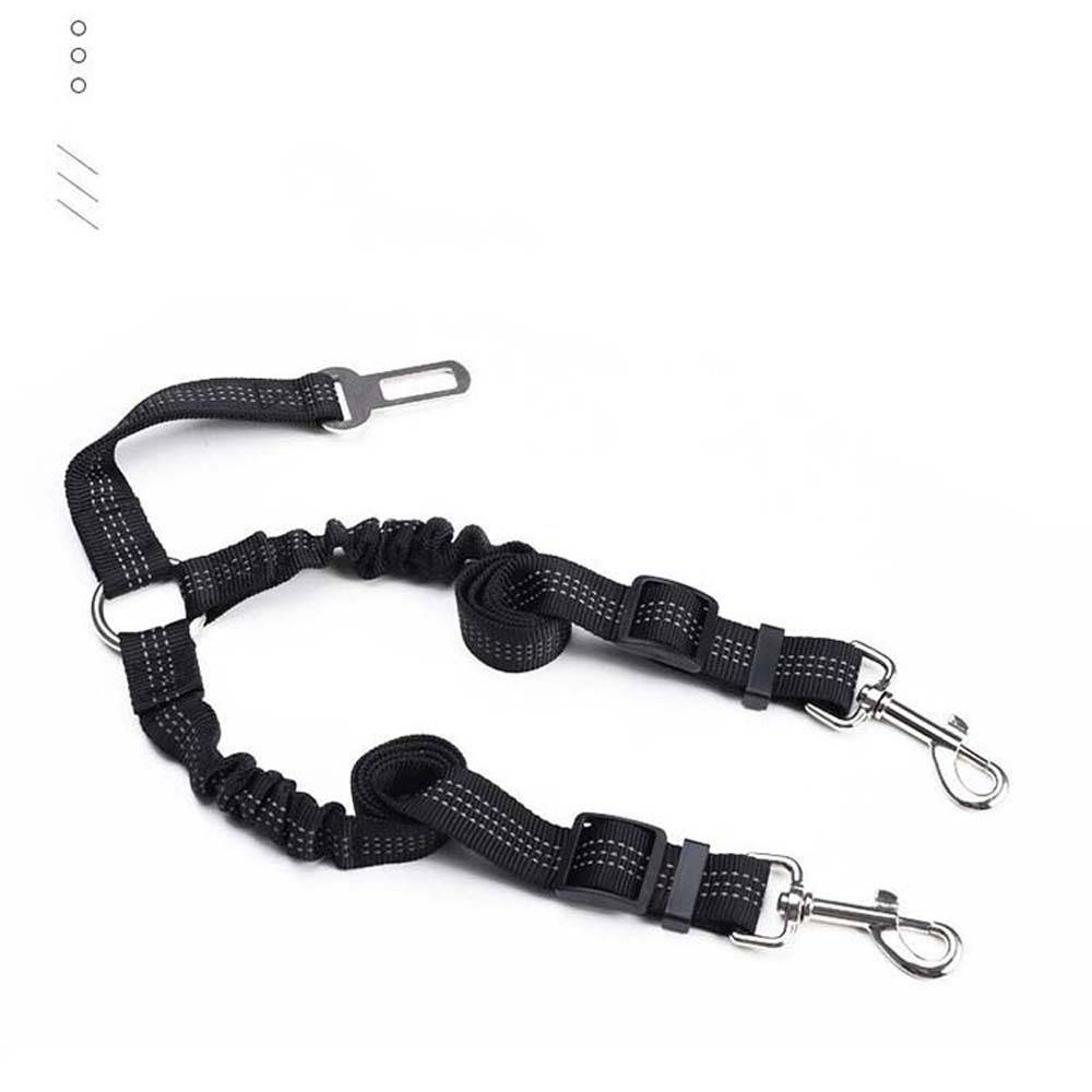 Doppelter Auto-Sicherheitsgurt für Haustiere: Verstellbare Nylon-Hundeleine für die Reise, kompatibel mit verschiedenen Automarken Black