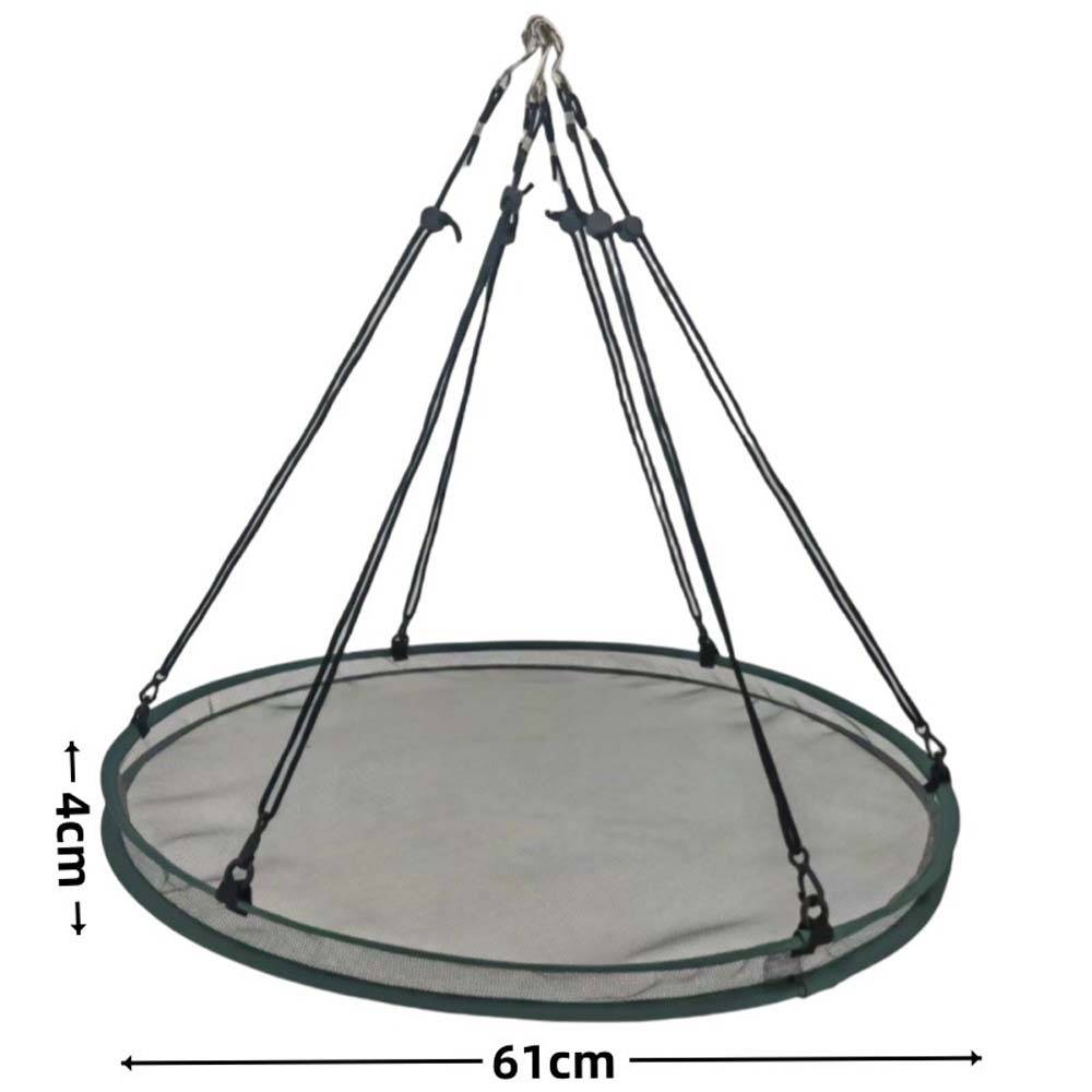Runde hängende Netzhängematte oder Schaukelsitz, 61 cm breit und 4 cm tief, aufgehängt durch mehrere Seile.