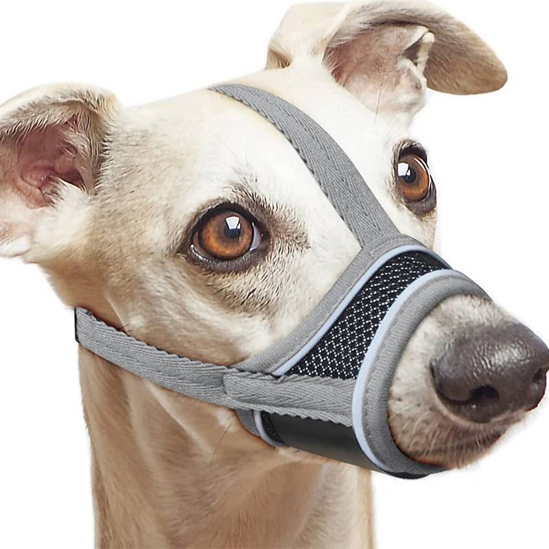 Reflektierender Hunde Maulkorb - Weiches Nylon, verstellbares, atmungsaktives Mesh Haustier Maulkorb M