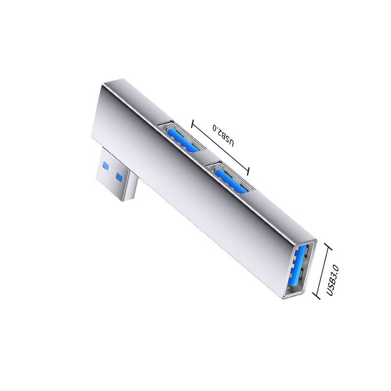 Multi-Port-Expander: USB auf Dual USB 2.0 + USB 3.0 Adapter - Aluminiumlegierung Silver