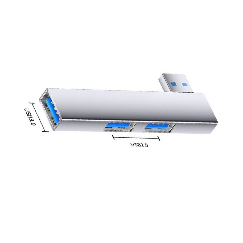 Multi-Port-Expander: USB auf Dual USB 2.0 + USB 3.0 Adapter - Aluminiumlegierung Silver