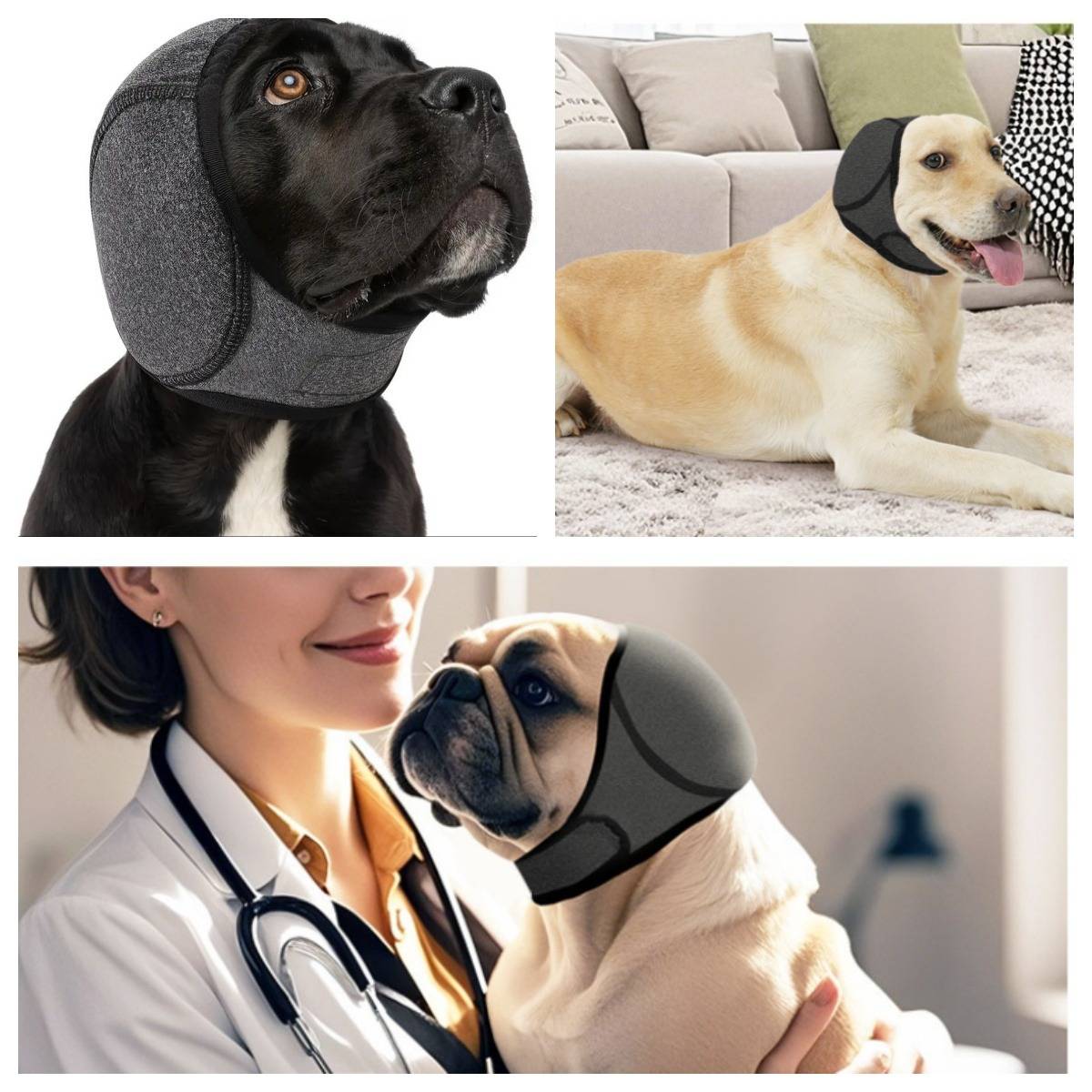 Wasserdichte Hunde-Badehaube für den Sommer - Ohrenschutz & Angstlinderung Grey M