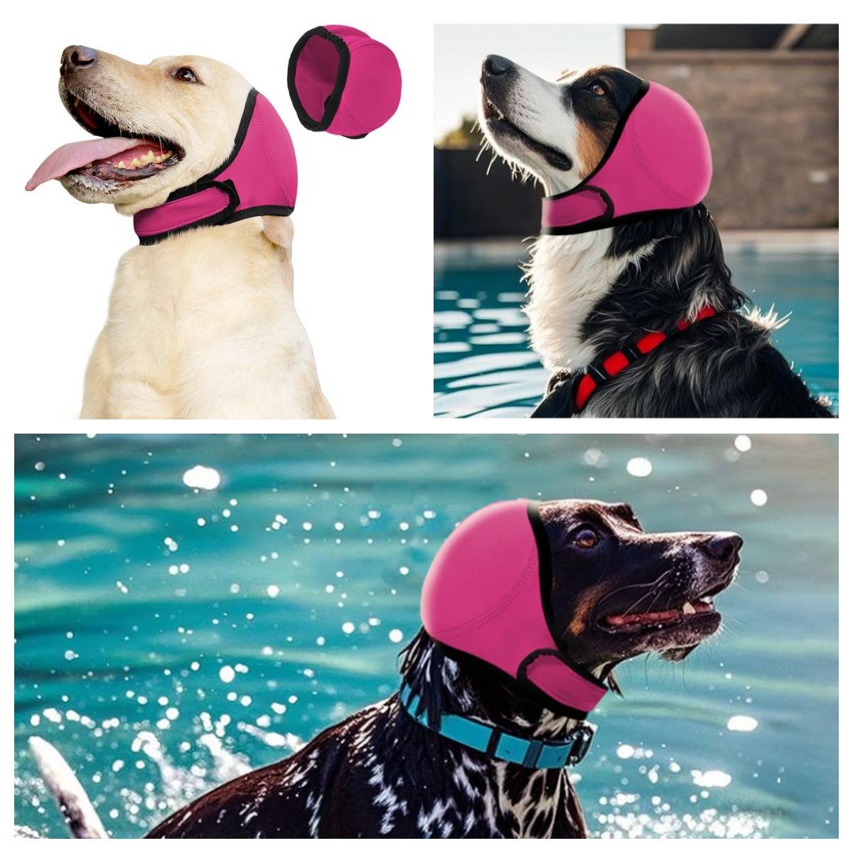 Wasserdichte Hunde-Badehaube für den Sommer - Ohrenschutz & Angstlinderung Red L
