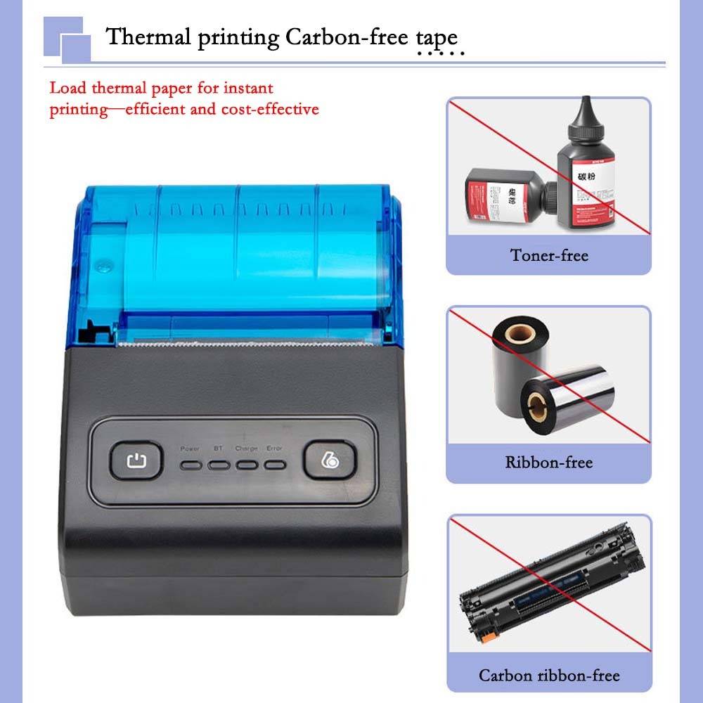 58mm Thermobondrucker USB + Bluetooth - Tragbare POS-Drucklösung Black+Blue