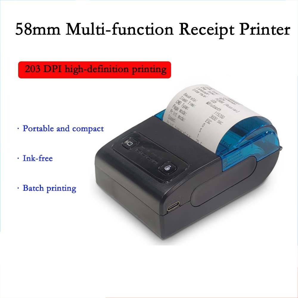 58mm Thermobondrucker USB + Bluetooth - Tragbare POS-Drucklösung Black+Blue
