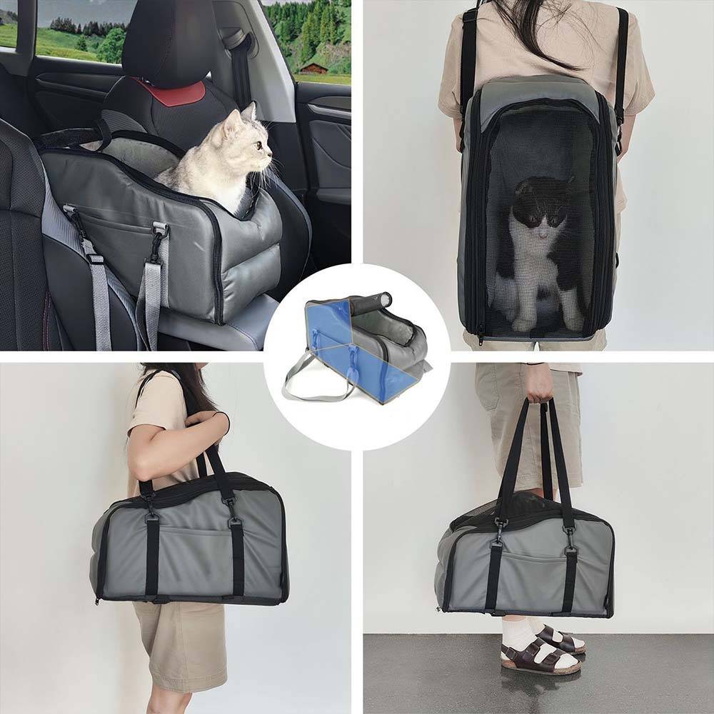 Auto Hunde Autositz vorne mit Sicherheitsgurt für kleine Hunde Grey