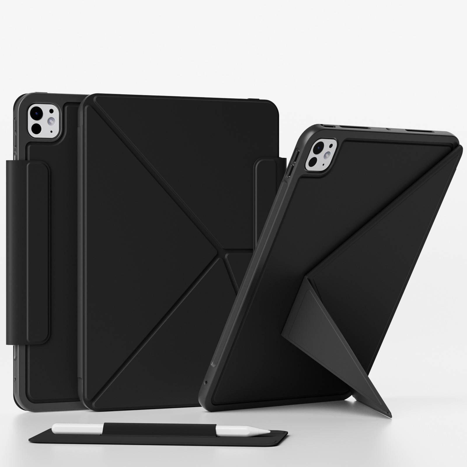 Magnetisches Doppelseitiges Lederhülle Schutzhülle - Magnetisch 8Pro - Schwarz - Kompatibel mit iPad 10. Generation (10,9 Zoll) / iPad 11 (A16) [202