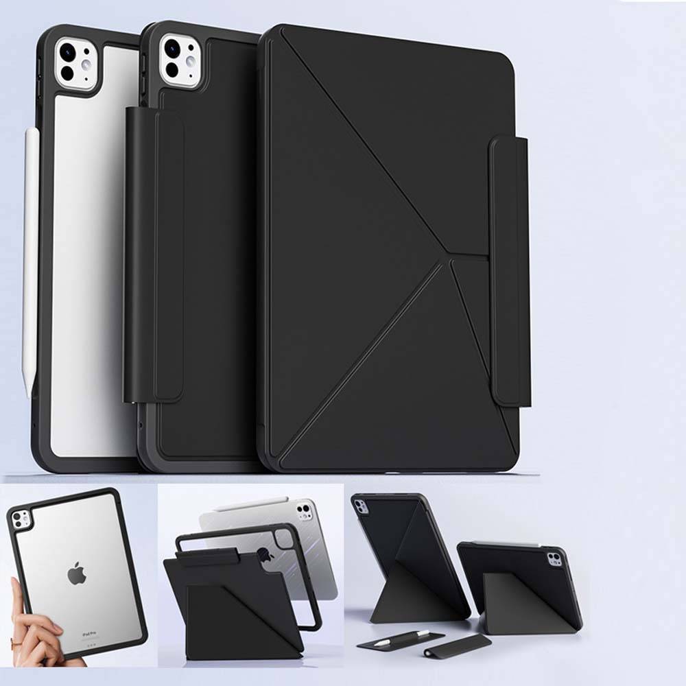 Magnetisches Doppelseitiges Lederhülle Schutzhülle - Magnetisch 8Pro - Schwarz - Kompatibel mit iPad 10. Generation (10,9 Zoll) / iPad 11 (A16) [202