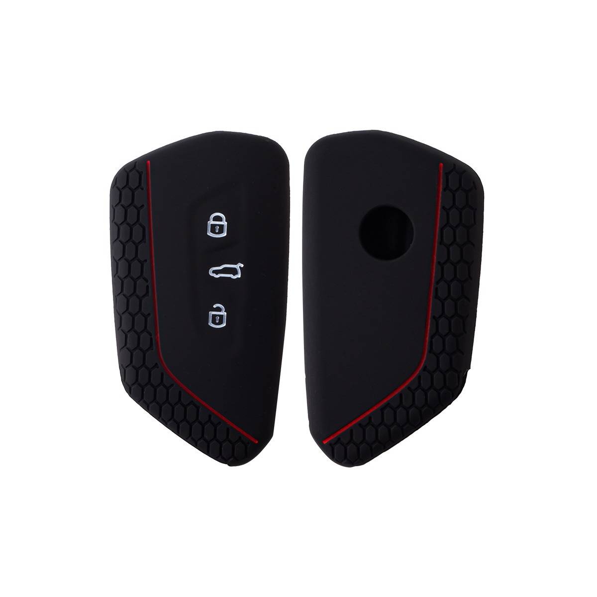 Silikon-Schlüsselcover kompatibel mit Volkswagen Touareg, Tiguan, Golf 8 und mehr - Waben-Grip, stoßabsorbierende Schlüsselhülle Black