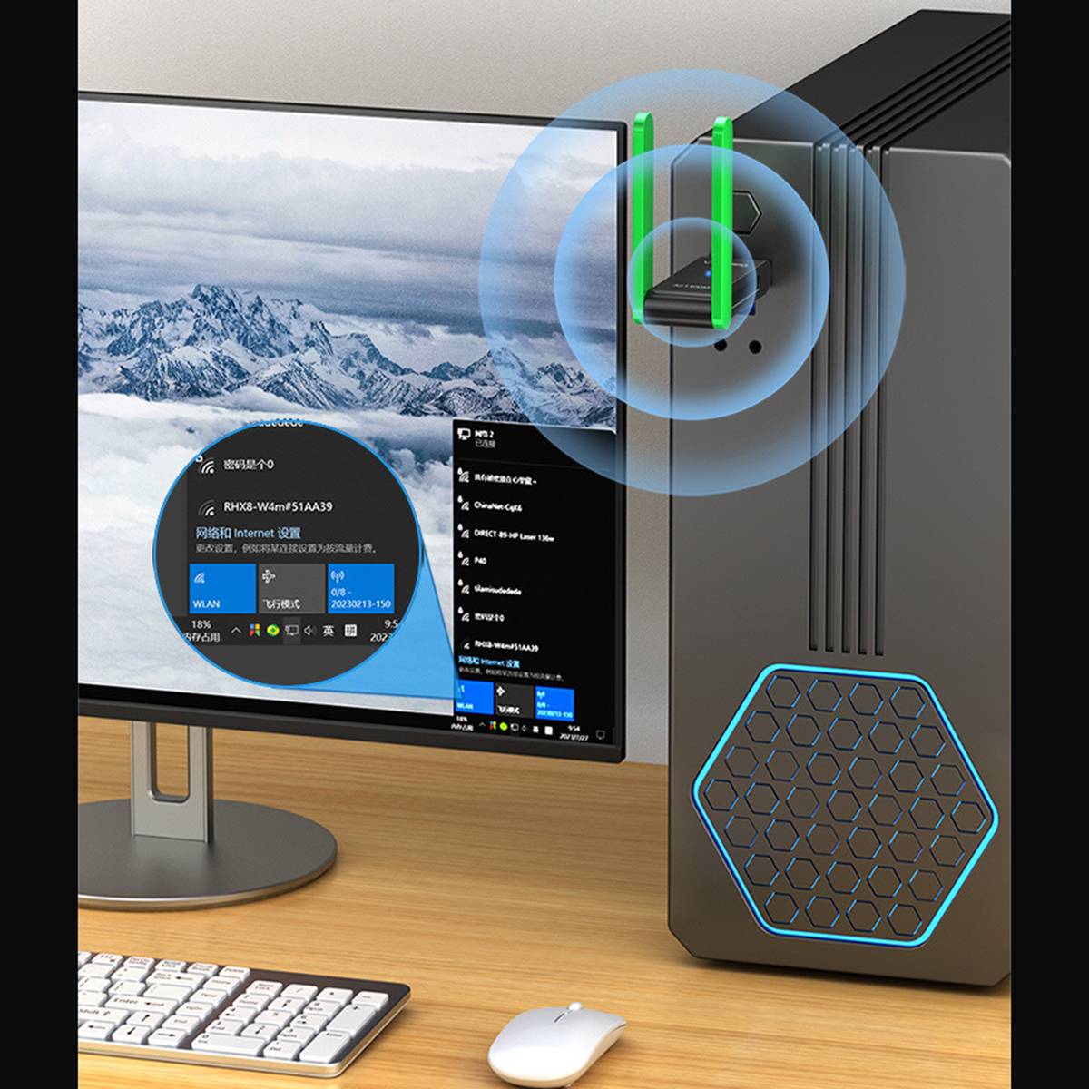 1200Mbps 5G Dual Antennen USB 3.0 WiFi Adapter für PC Laptop