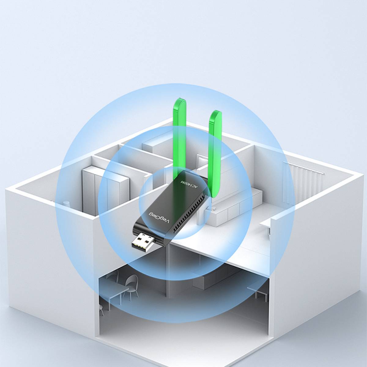 1200Mbps 5G Dual Antennen USB 3.0 WiFi Adapter für PC Laptop