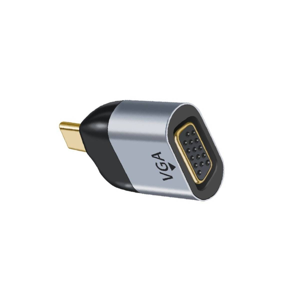 VGA Buchse auf USB-C Stecker Adapter - Aluminium Audio Video Konverter
