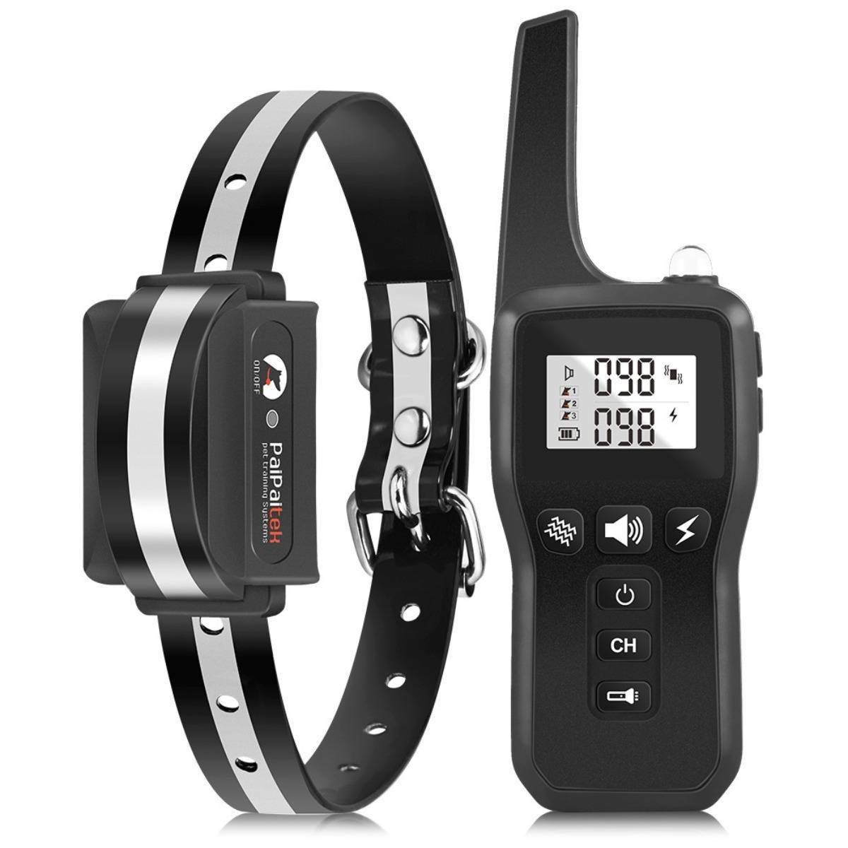 Ferngesteuertes Hundeerziehungshalsband ohne Stromschlag mit Ton, Vibration und Taschenlampe – wasserdicht (IP67), 1000 m Reichweite, lange Akkulauf