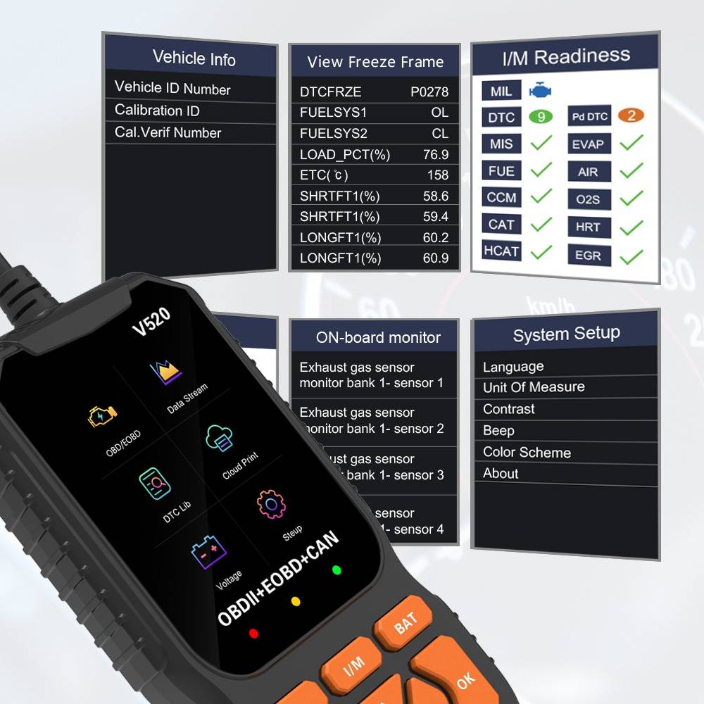 KFZ Motor Fehlercode Lesegerät mit Farbdisplay & Bluetooth