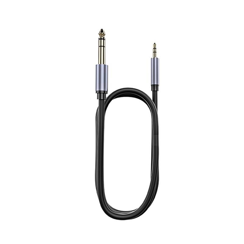 3,5 mm auf 6,5 mm Audiokabel, Stereo, kompatibel mit Mischpult, Gitarre, Keyboard – Eisengrau 5 m