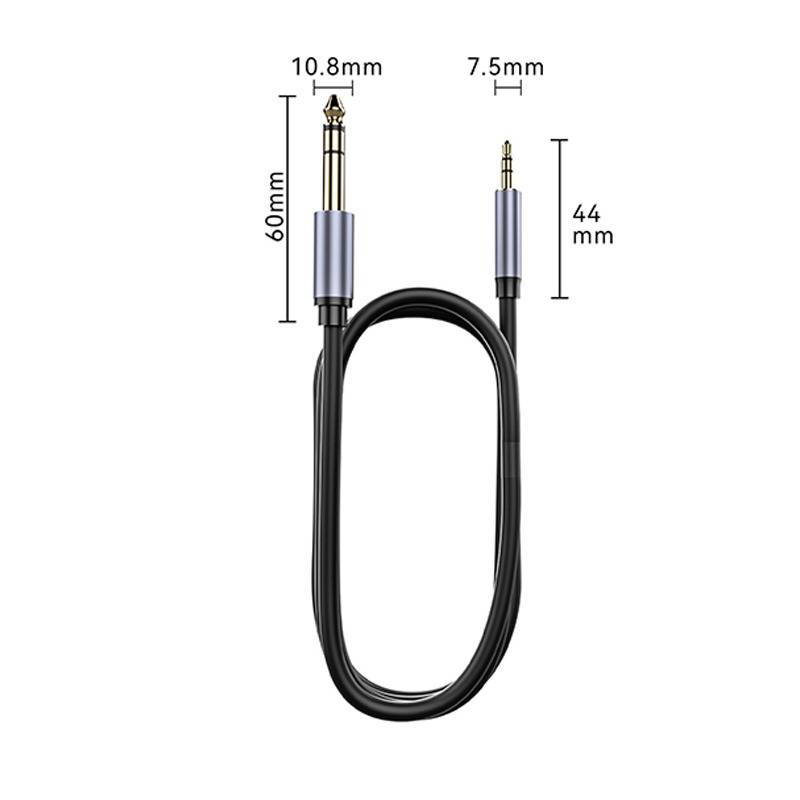 3,5 mm auf 6,5 mm Audiokabel, Stereo, kompatibel mit Mischpult, Gitarre, Keyboard – Eisengrau 5 m