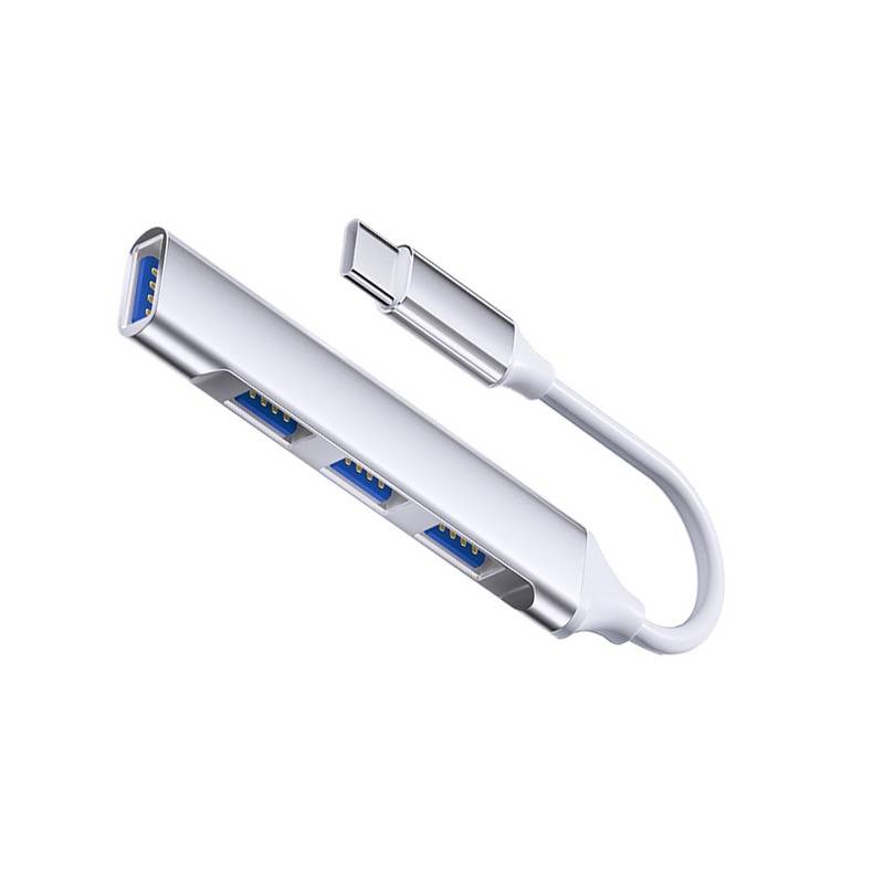 Typ-C 4-Port Smart Hub: USB 2.0 x 3 + USB 3.0 für verbesserte Konnektivität Silver