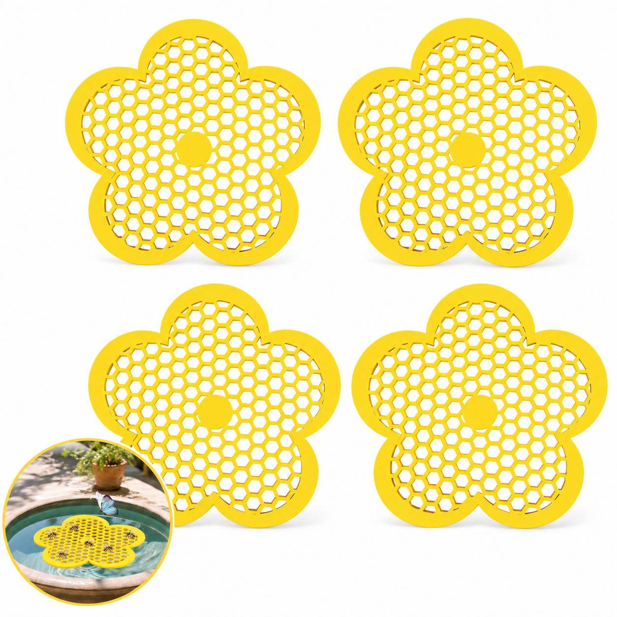 4er-Set Bienentränke - Schwimmende Bienen-Tränkstation für den Garten