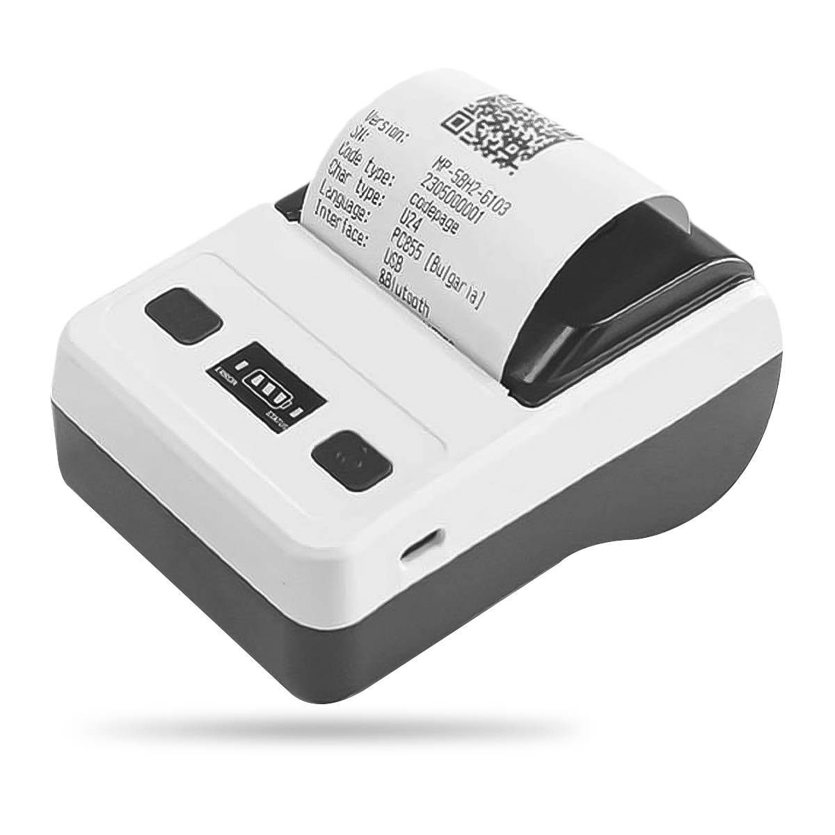 EU 58mm Tragbarer Bluetooth Thermobondrucker - USB-Konnektivität White