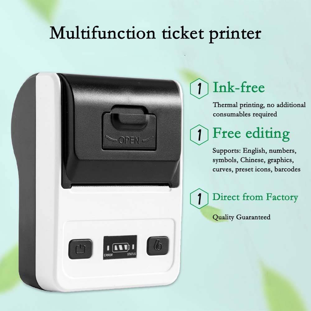 EU 58mm Tragbarer Bluetooth Thermobondrucker - USB-Konnektivität White