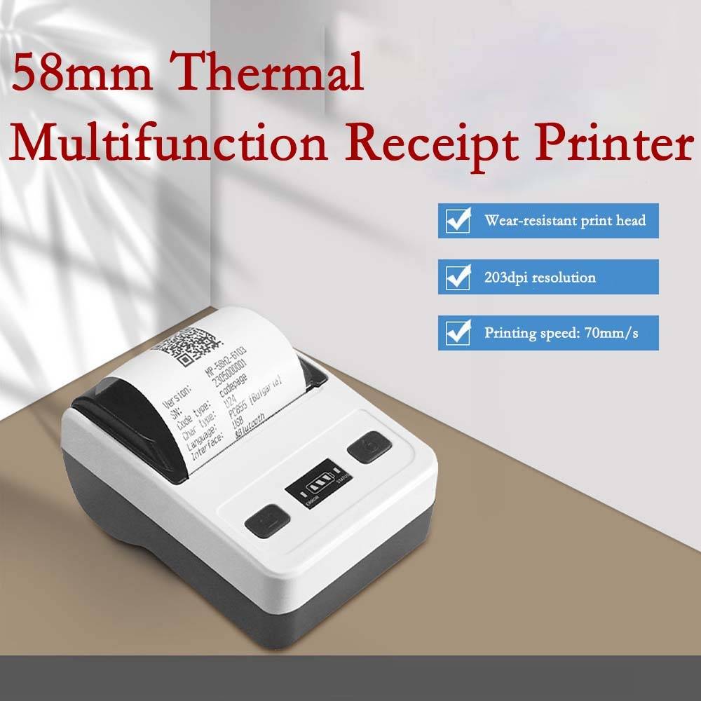 EU 58mm Tragbarer Bluetooth Thermobondrucker - USB-Konnektivität White