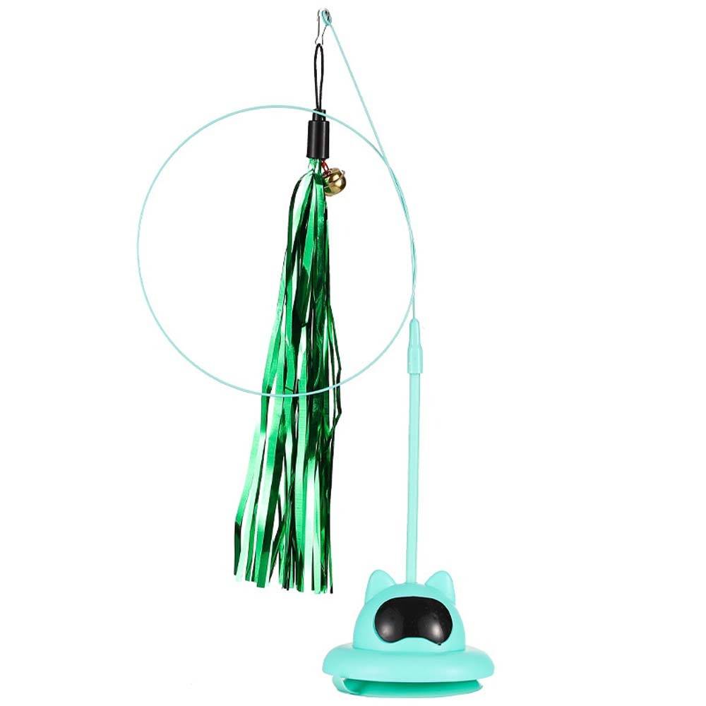 Interaktiver Feder-Katzenangel mit Saugnapf – Katzenspielzeug mit starkem Saugnapf Green