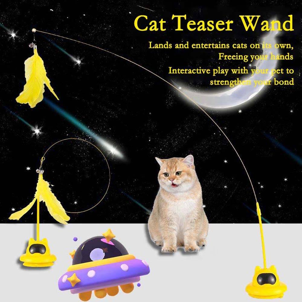 Interaktiver Feder-Katzenangel mit Saugnapf – Katzenspielzeug mit starkem Saugnapf Green
