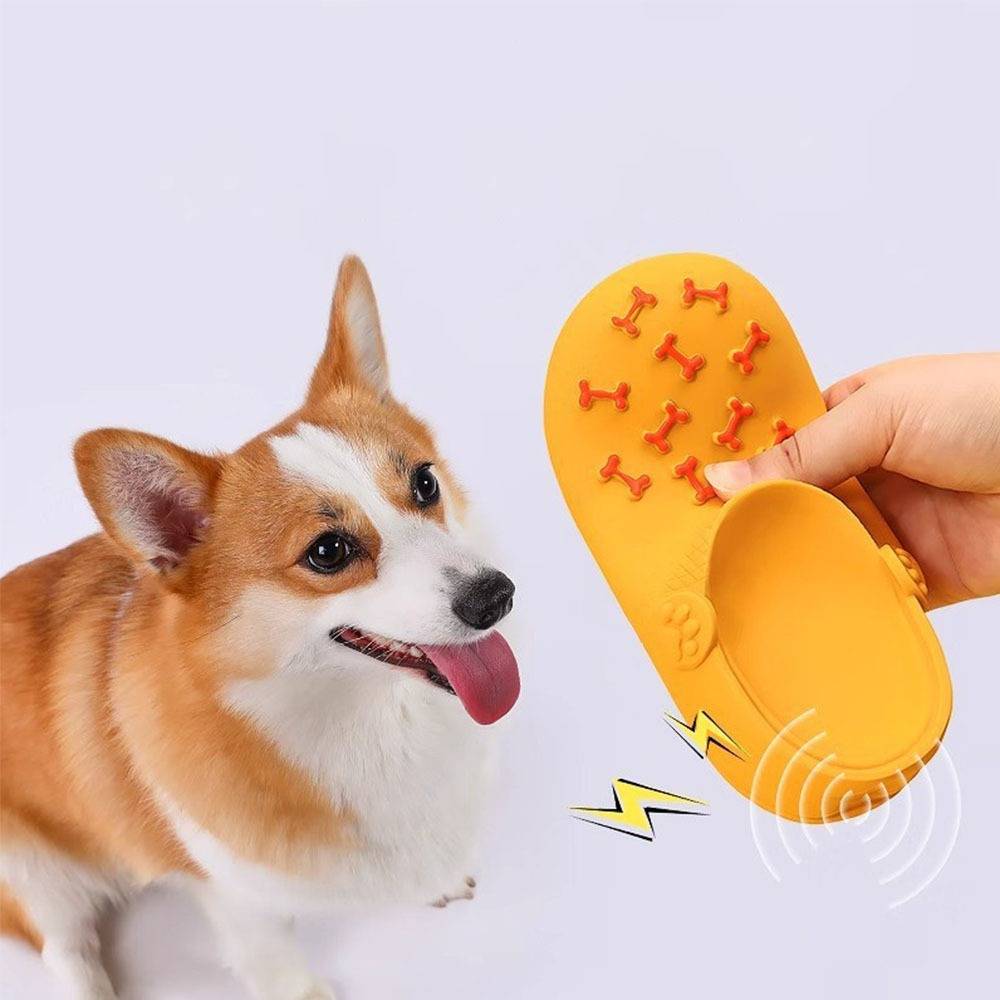 Quietschendes Latex-Hundespielzeug in Pantoffelform für Zahnpflege & gegen Langeweile Orange