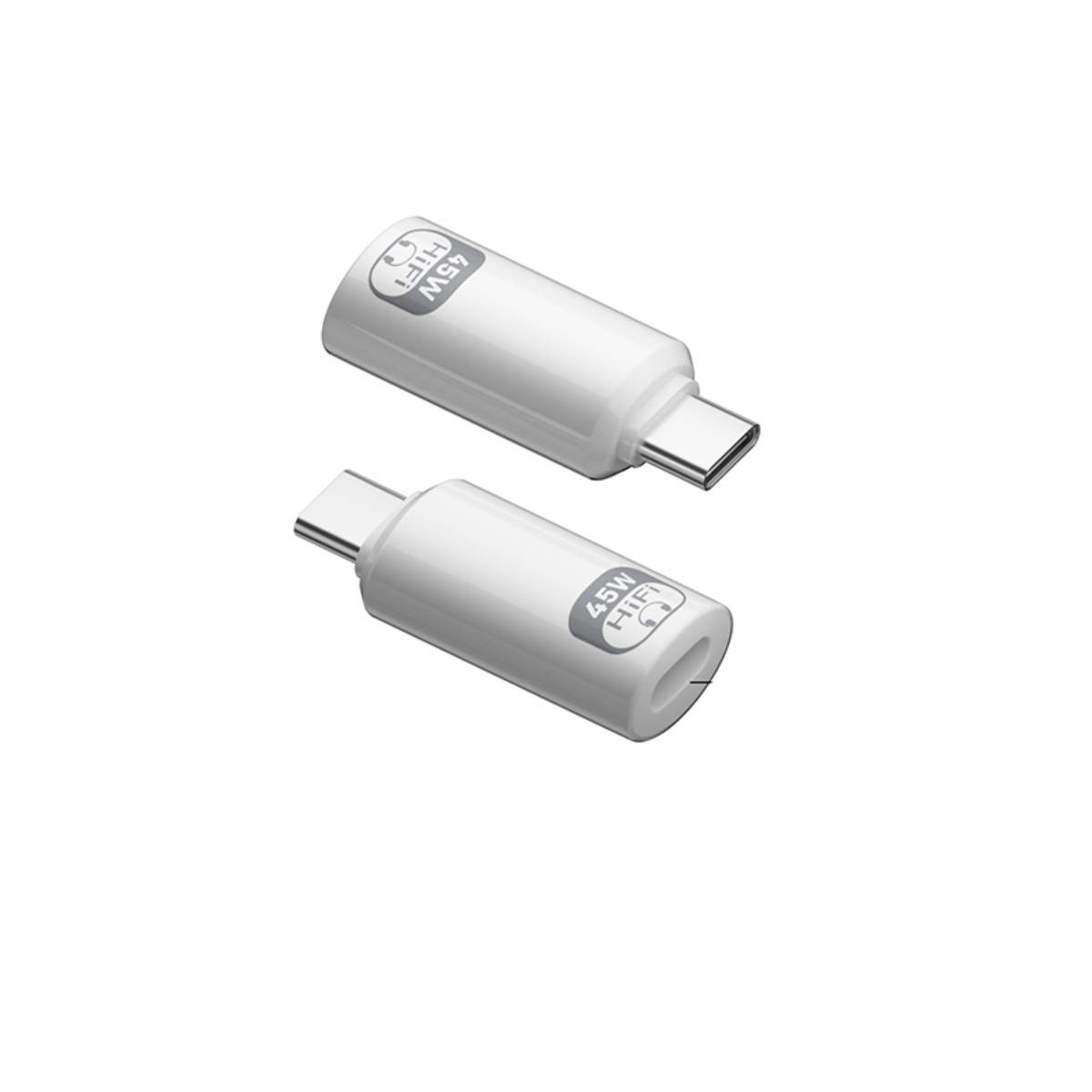 Zwei USB-C-Adapter-Dongle mit der Bezeichnung „45W