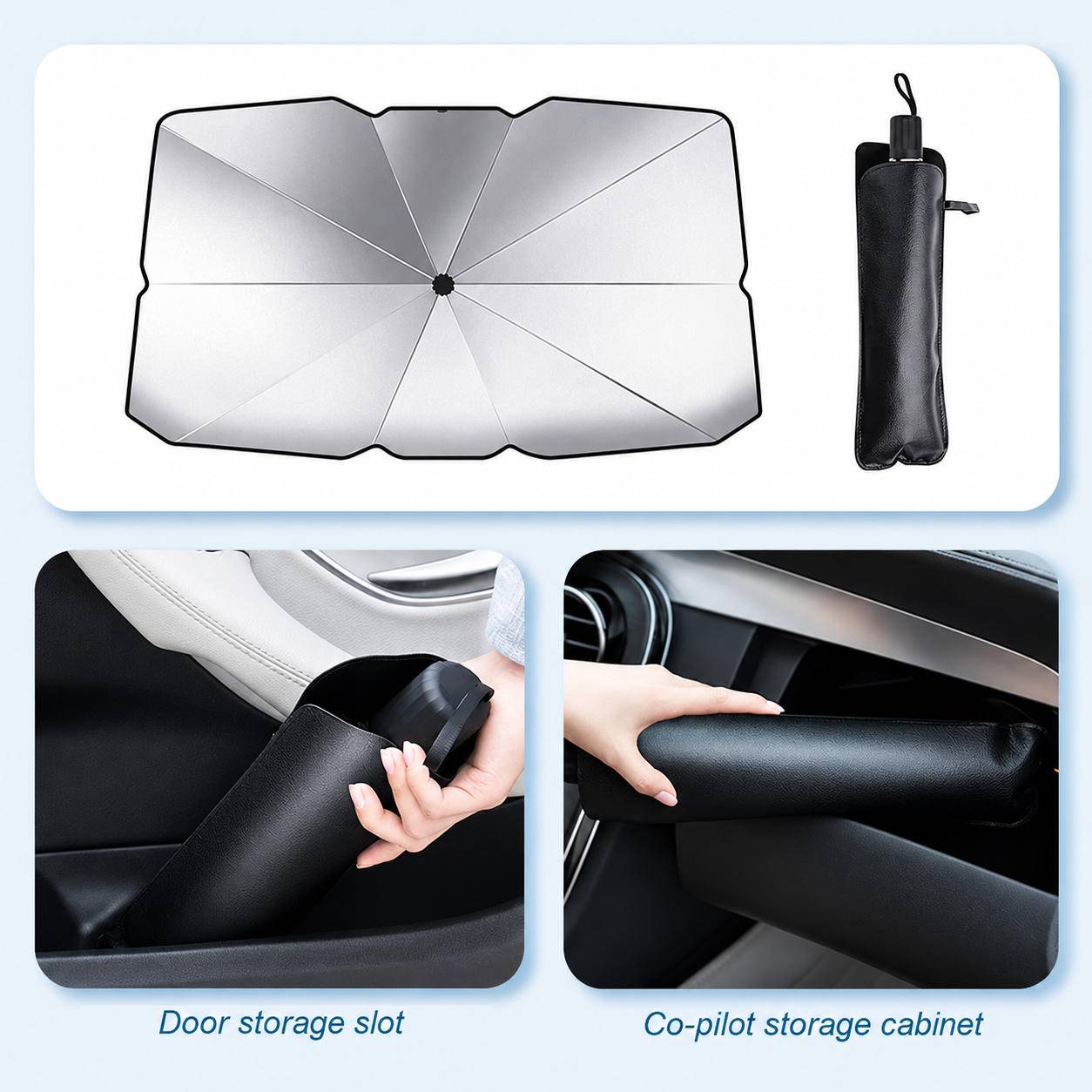 Sonnenschutz für Windschutzscheibe / zusammenklappbarer Windschutzscheibenschirm für Auto 145×79 cm