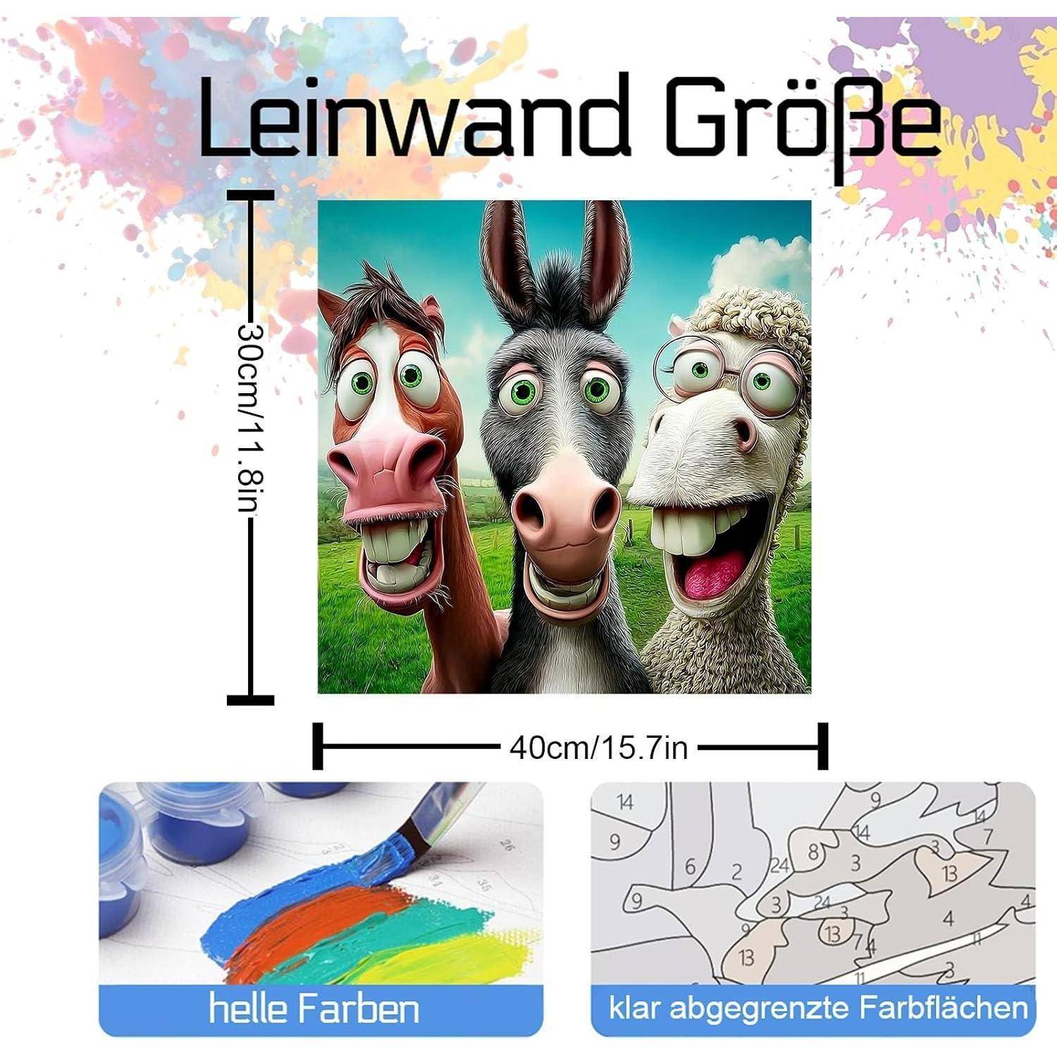 Produktbild zeigt Leinwandgröße 30 cm x 40 cm und Beispieldruckqualität mit hellen, klar definierten Farben.
