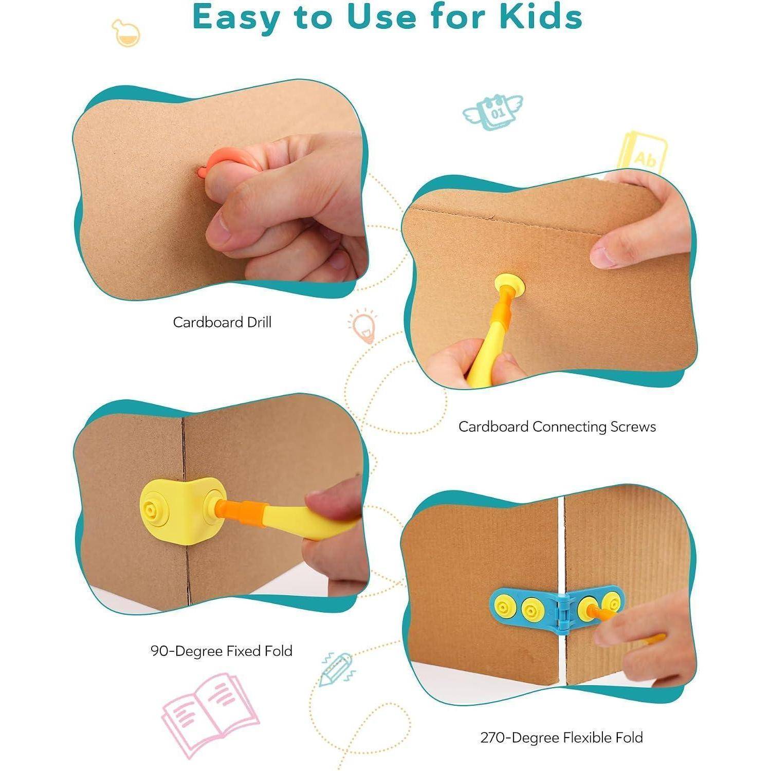 Instructionales Schaubild mit dem Titel „Einfach für Kinder zu bedienen