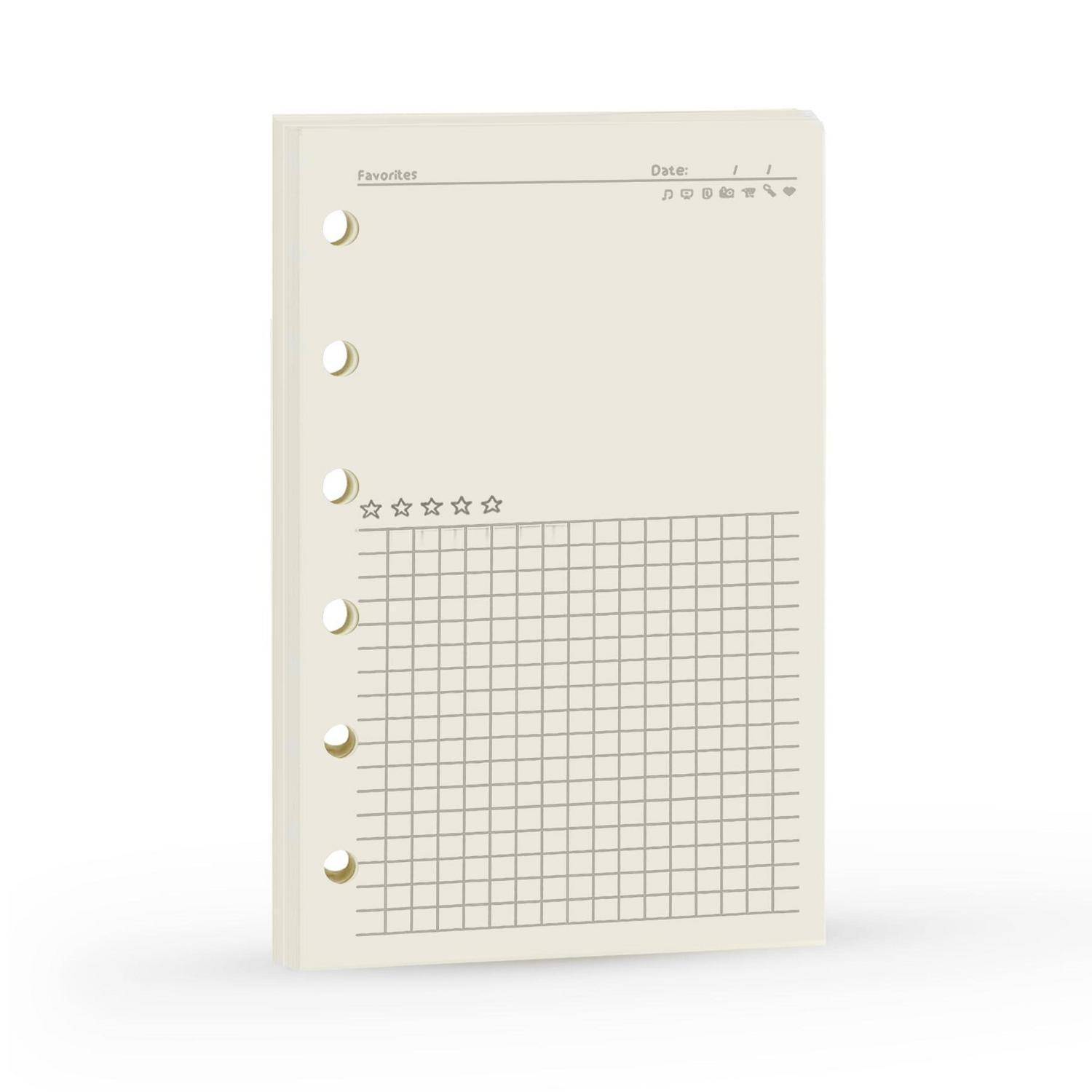 Leere Plannerseite aus Creme mit Lochwürfe, Überschriften 