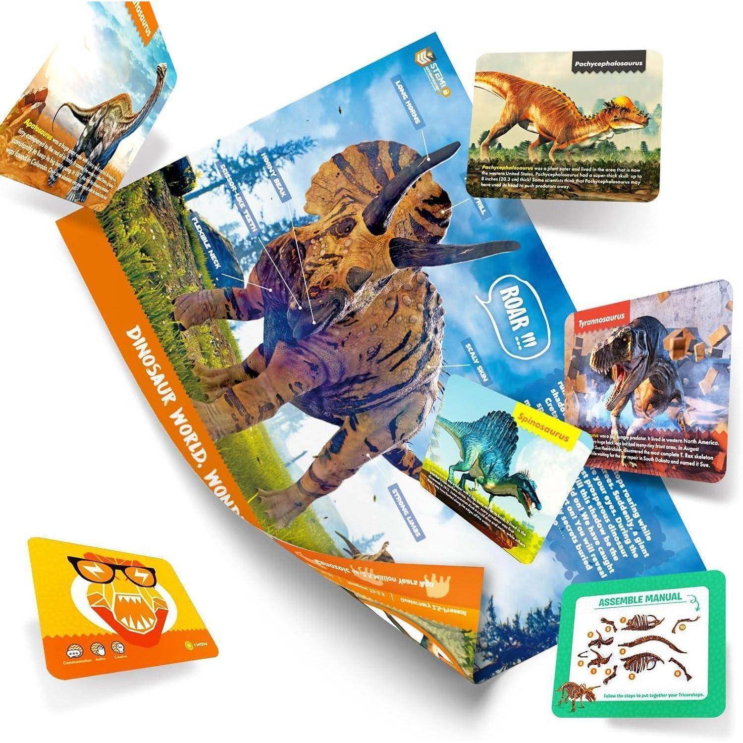 Werbebild eines 3D-Pop-Up-Dinosaurierbuchs mit dem Titel „Dinosaur World Wonder