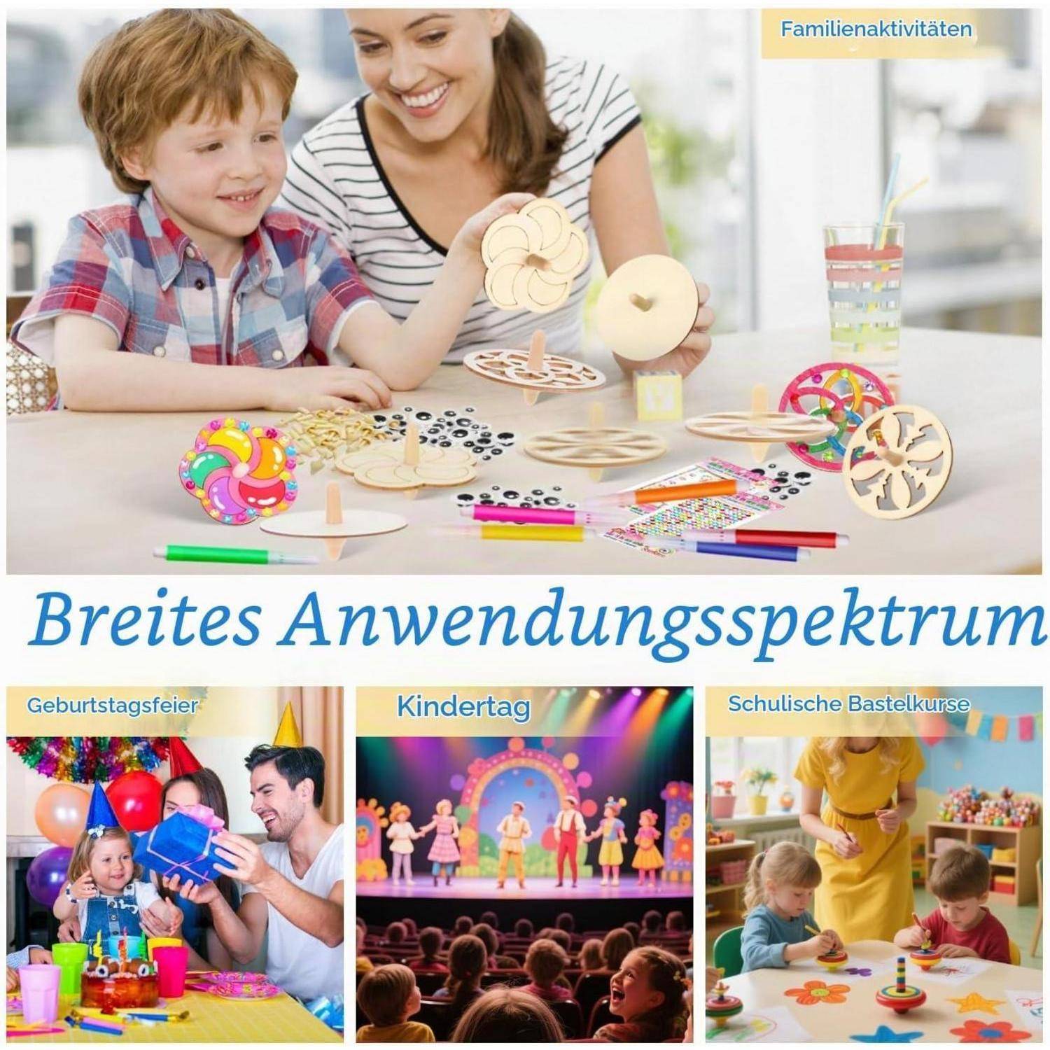 20 Stück Holzkreisel Kreisel Holz Malerei Kreisel Handmade Bastelset | Kreisel für Holz, Brummkreisel, für Klassenzimmer Crafts Familie Aktivitäte