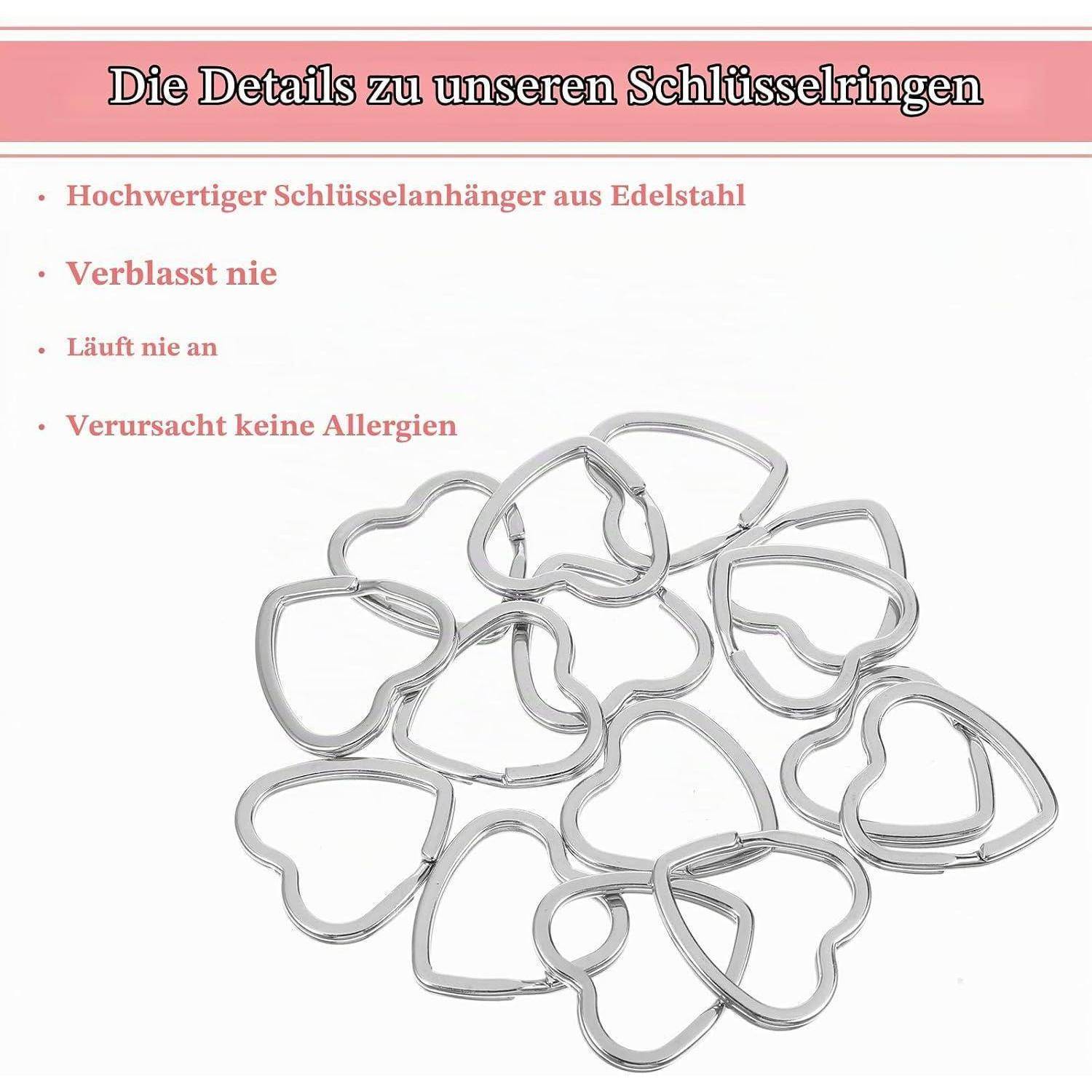 15 Stück Schlüsselanhänger Herz, Mabor Metall Schlüsselringe Herzform Schlüsselring DIY Karabiner Herz Bastelset Schlüsselanhänger 31mm Klein S