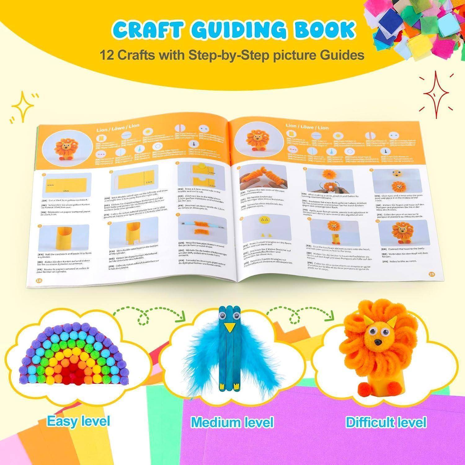 Zefy 3200+ Stück Bastelset Kinder 4-12 Jahre Bastelkoffer | DIY Basteln mit 12 Basteldesigns, Bastelbox Kreativ Set für Mädchen 3288pcs Bastelset