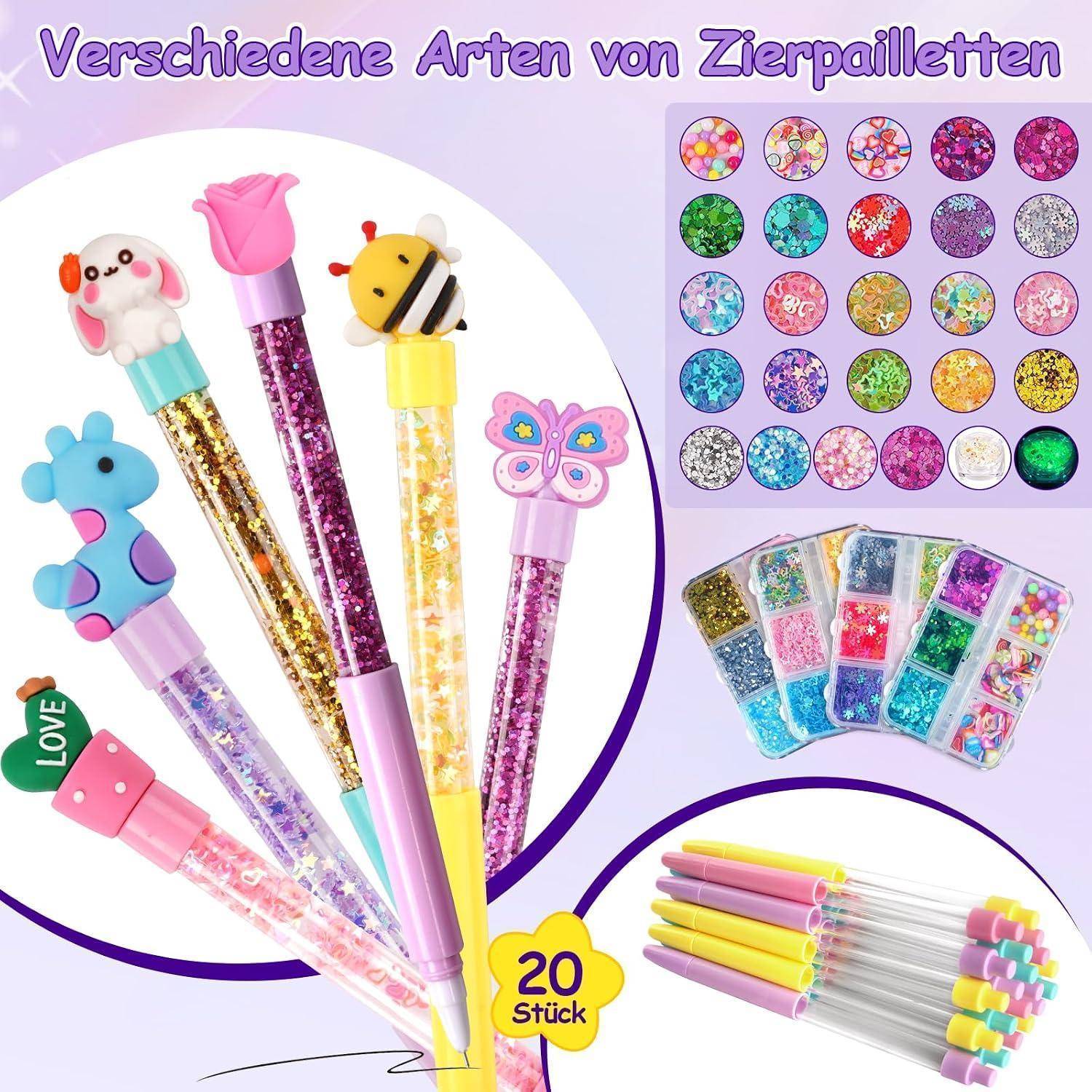 Gudotra 93 Zubehör Stifte Selber Machen Set Kinder 5 Jahre, Geschenk Mädchen und Jungen 6 7 8 9 10, Bastelset für Kinder 5-12 Jahre DIY Personalisi