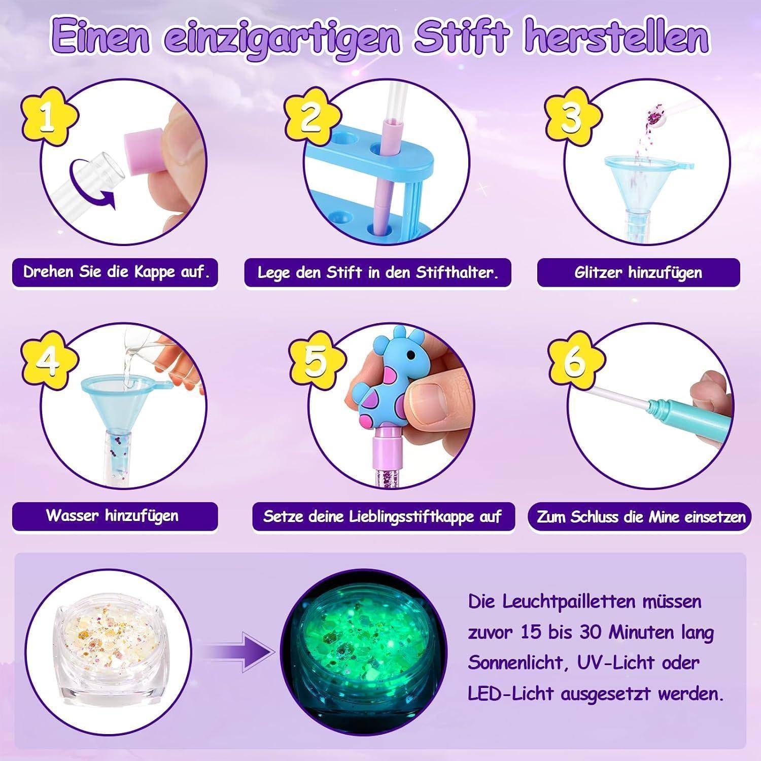 Gudotra 93 Zubehör Stifte Selber Machen Set Kinder 5 Jahre, Geschenk Mädchen und Jungen 6 7 8 9 10, Bastelset für Kinder 5-12 Jahre DIY Personalisi