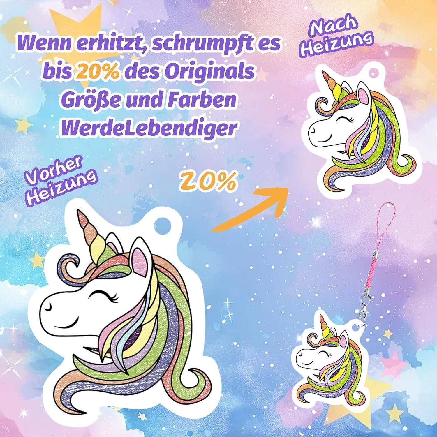 Gushu 208 Stück Schrumpffolie Set, Schrumpffolie Set Schlüsselanhänger zum Bastelset 30 A5 Schrumpffolie,165 Schlüsselanhänger-Zubehör,Locher,12