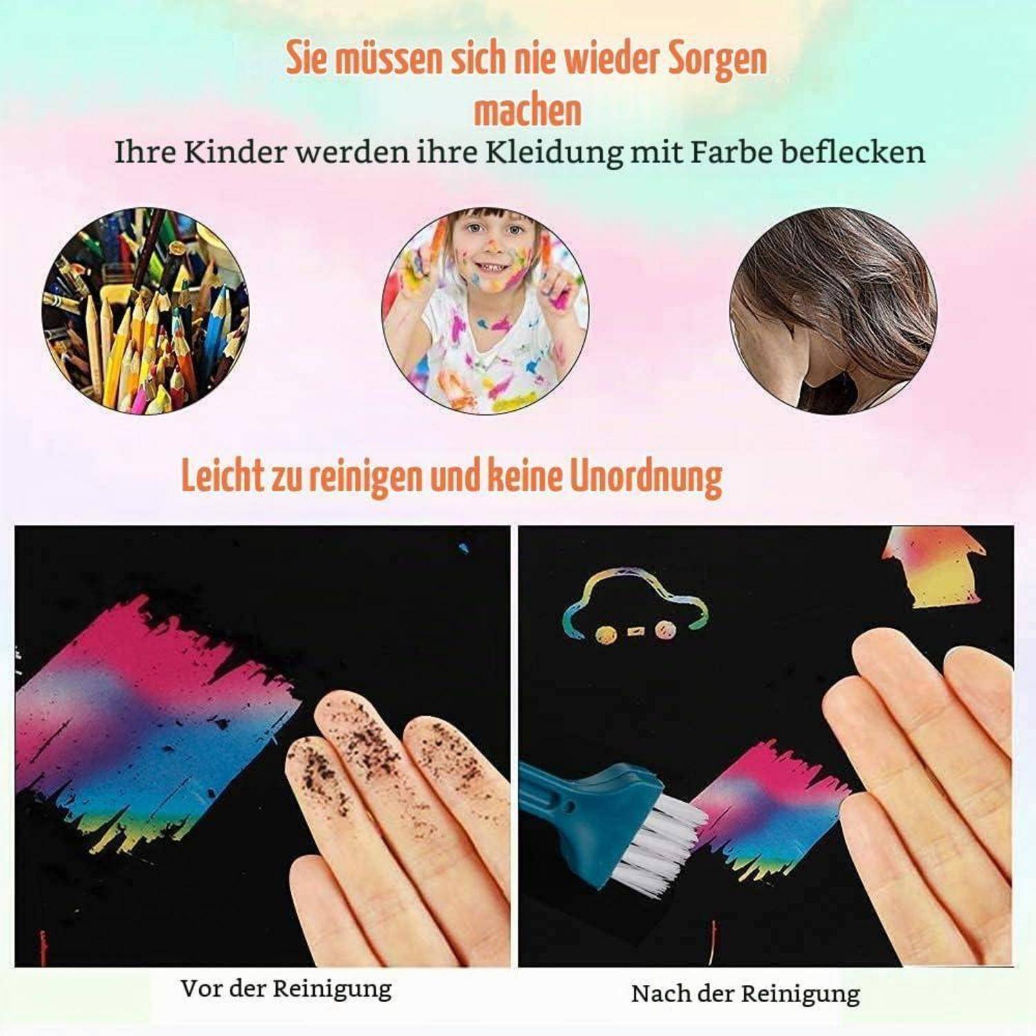 Mocoosy 60Pcs Scratch Art Paper für Kinder - Rainbow Magic Scratch off Papierkunst und Bastelset Scratch Note Schwarze Doodle Pads mit 4 Schablonen